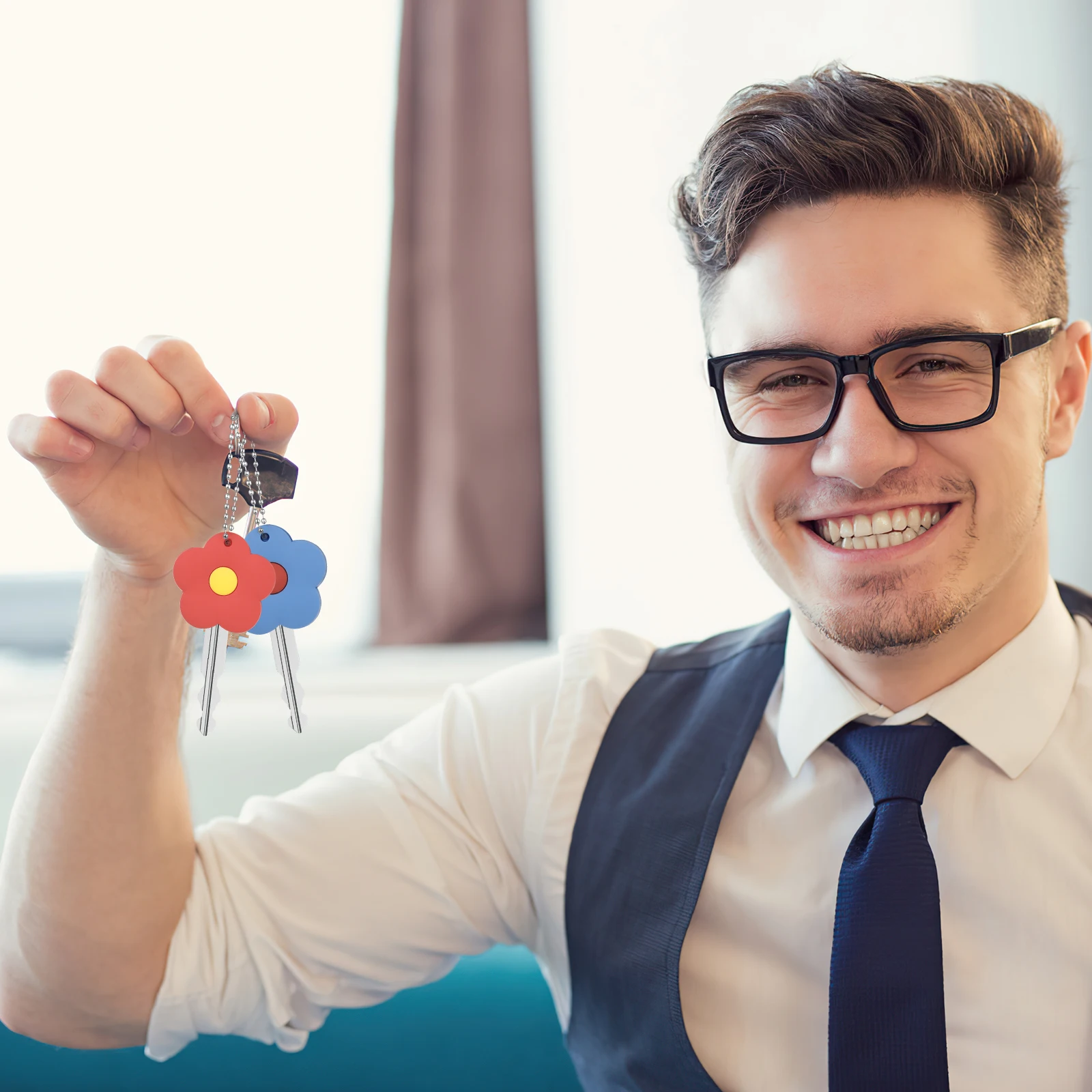 

5 Pcs House Caps Cute Cover For House Key Cartoon Animal Flower Design Protective Key Caps Keychain Accessories