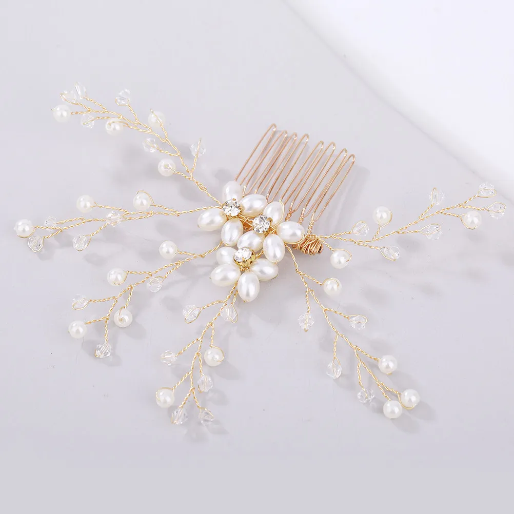 

Свадебное украшение для волос: расческа с кристаллами и стразами, жемчужная, золотая, ручной работы, тиара для женщин