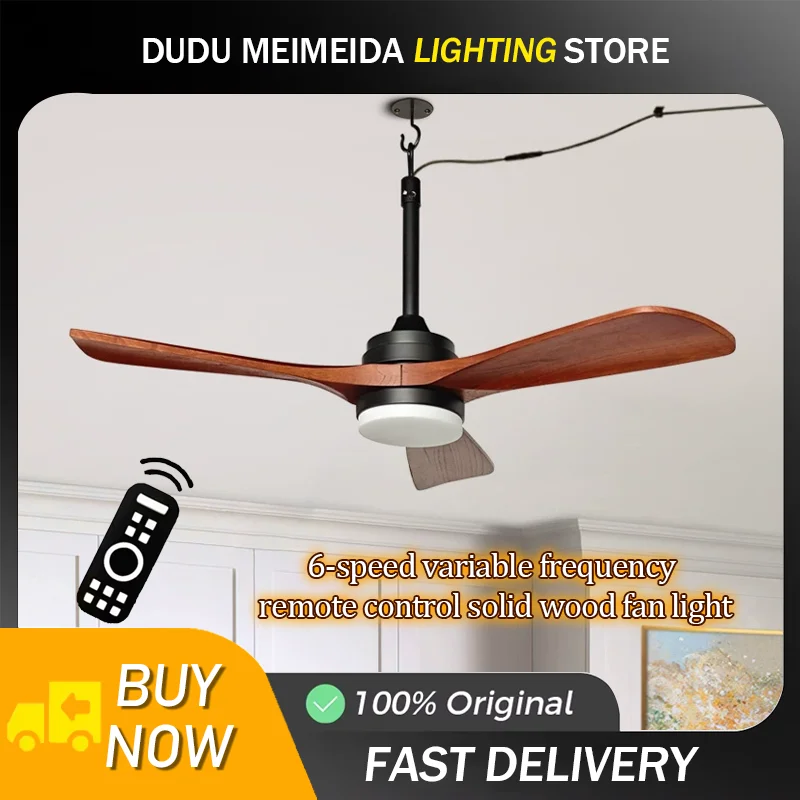 42 inch Wood Ceiling Fans with Lights Dimmable Quiet Reversible DC Motor 3 Blades 6 Speeds Quiet Reversible Fans for Patio