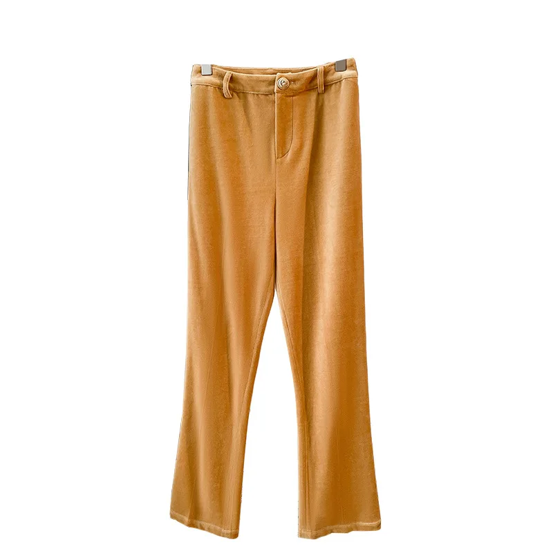 2025 printemps automne nouveau costume à bouton unique pantalon ensemble revers irrégulier Simple chameau femmes costume pantalon ensembles traf femme ropa mujer