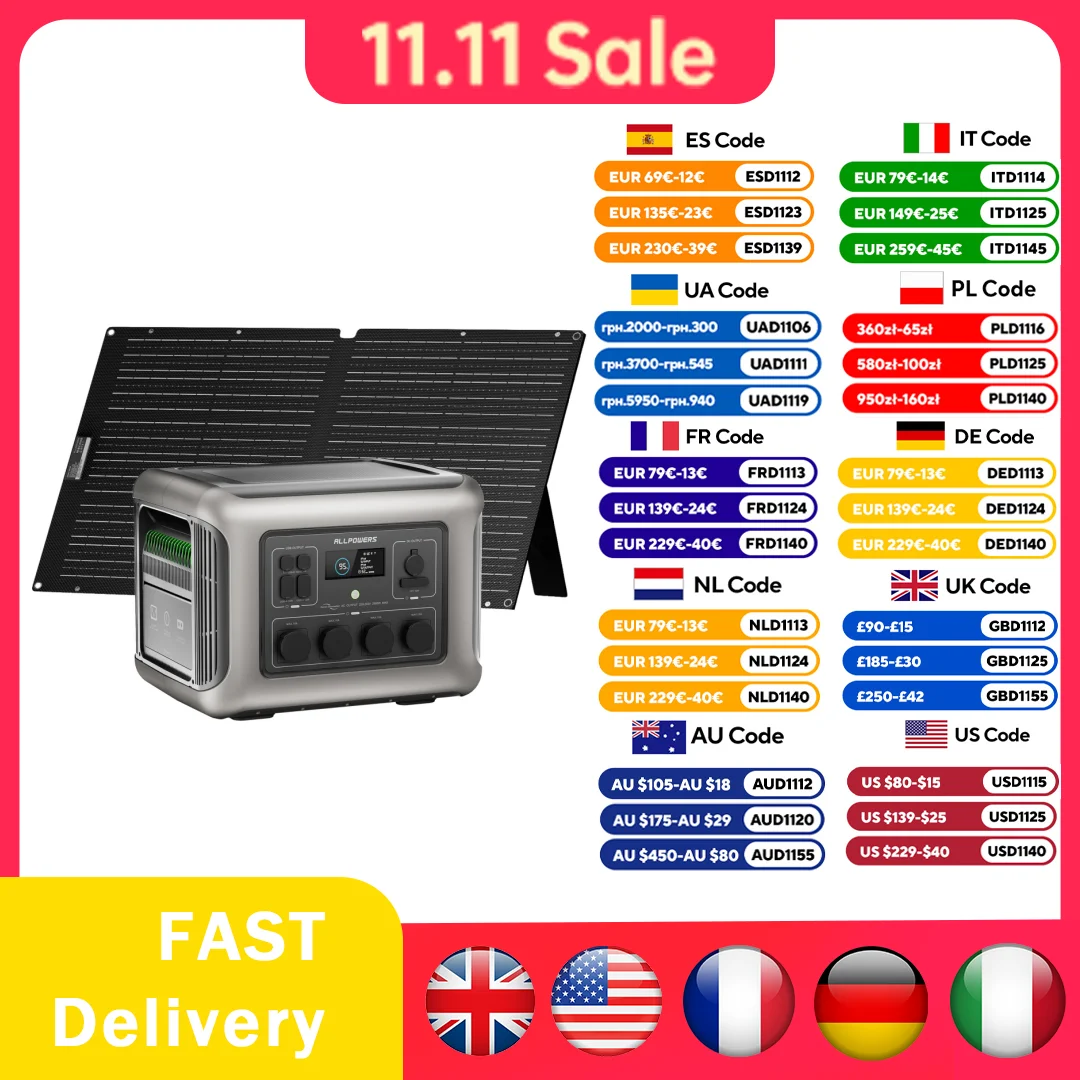 Solar Jump Starter Power Bank - ALLPOWERS R2500 – портативная солнечная электростанция