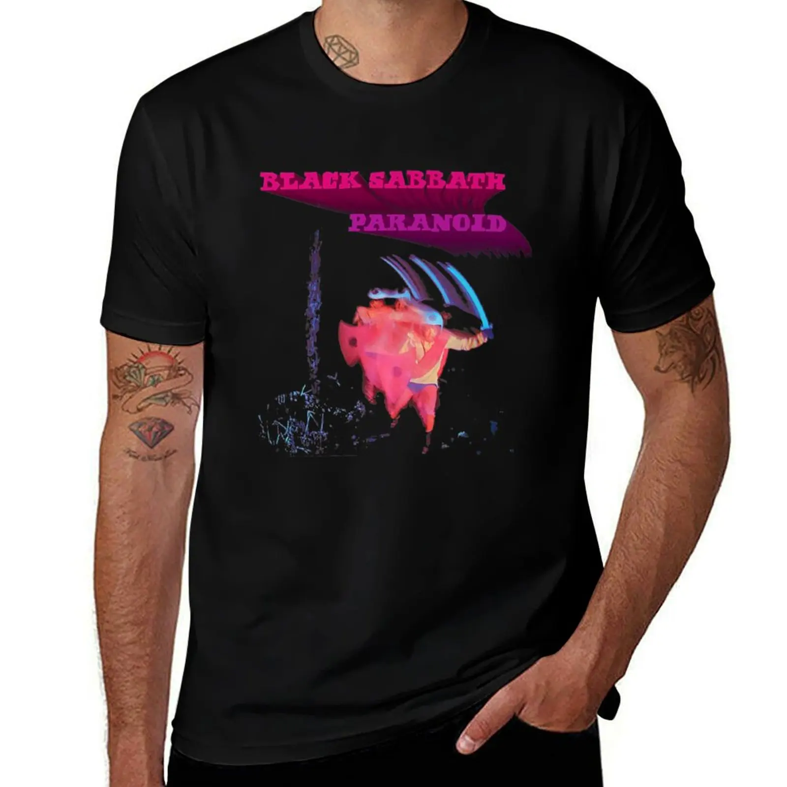 

Paranoid retro bath T-Shirt Luxury man blue archive valentines boutique clothes black t shirts for men