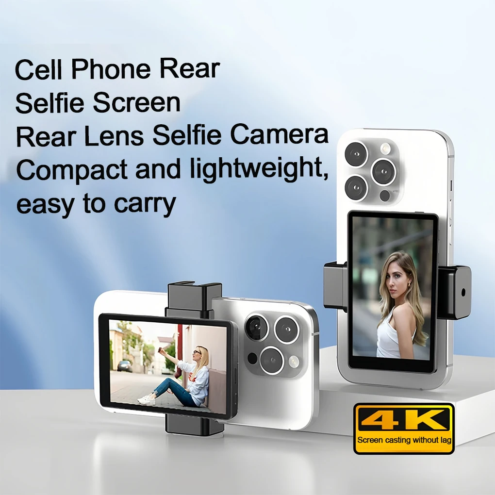 

New Wireless Magnetic Mount Vlog Selfie Monitor Screen Phone Rear Camera Selfie WiFi Bluetooth Connection for Selfie Live Vlog