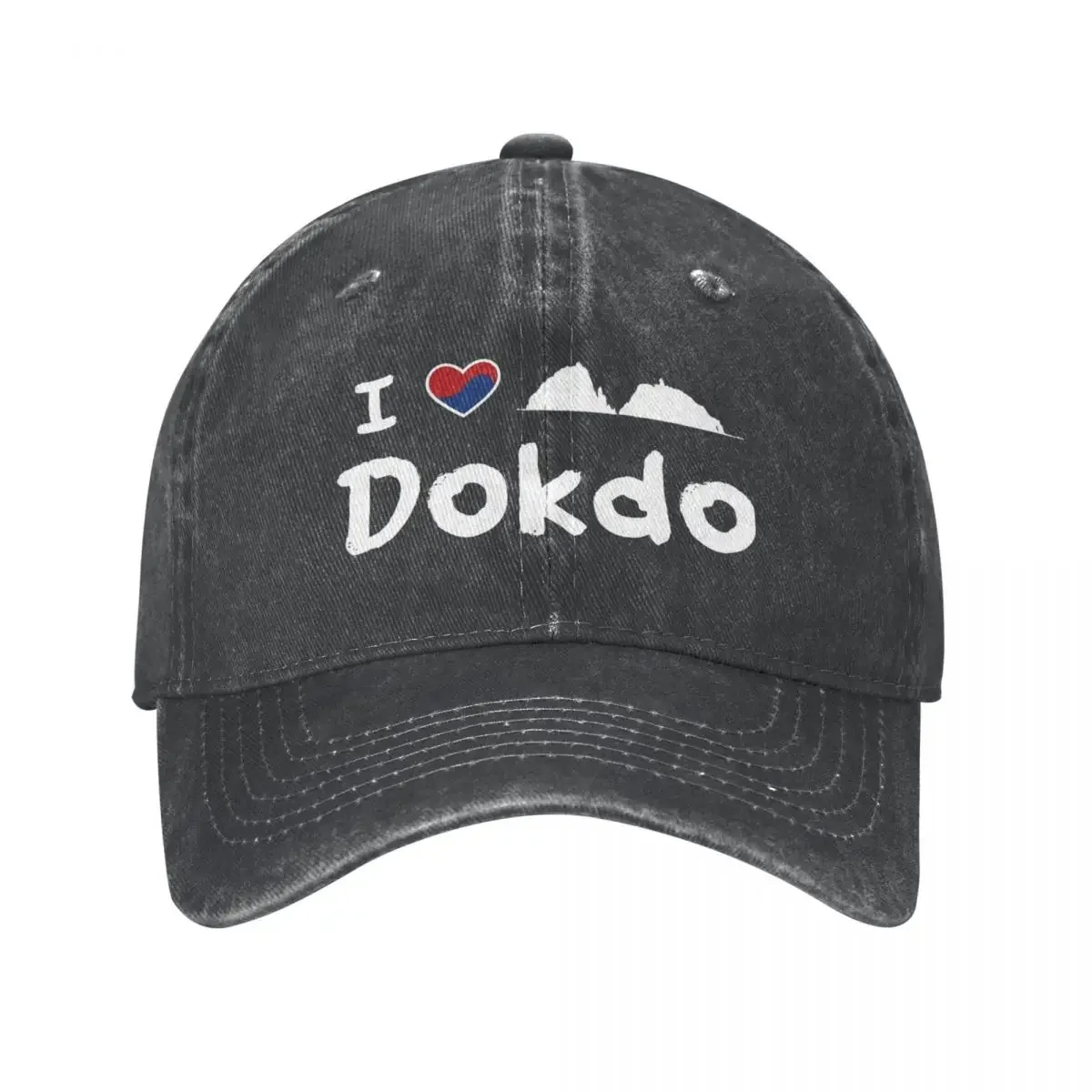 Vintage I Love Dokdo Baseball Cap Unisex Distressed Denim Washed Snapback Cap Outdoor Running Golf Adjustable Fit Hats Cap