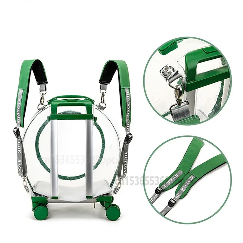 Trolley Pet Backpack: Portable Cat Bag with Transparent Air Box, Convenient Travel Carrier, Stroller, Stylish Travel Bag,