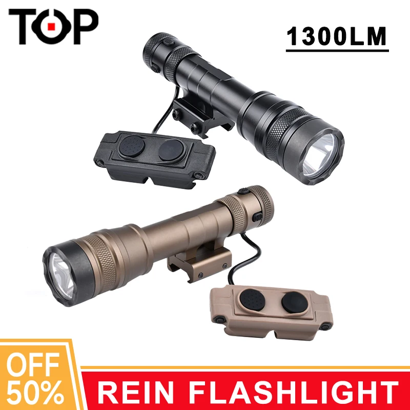 

1300Lumen REIN 1.0 MilitaryTactical Flashlight Hunting Airsoft Pistol Weapon Accessory Scout Light With Dual Switch Fit20mm Rail