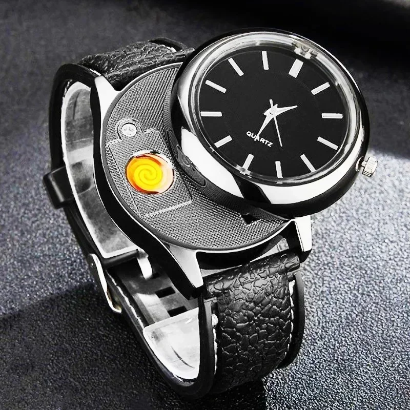 

Creative Charging Watch Lighter Electrical Tungsten Wire Ignition USB Cigarette Lighter Multi-Functional Men'S Accessory Lighter