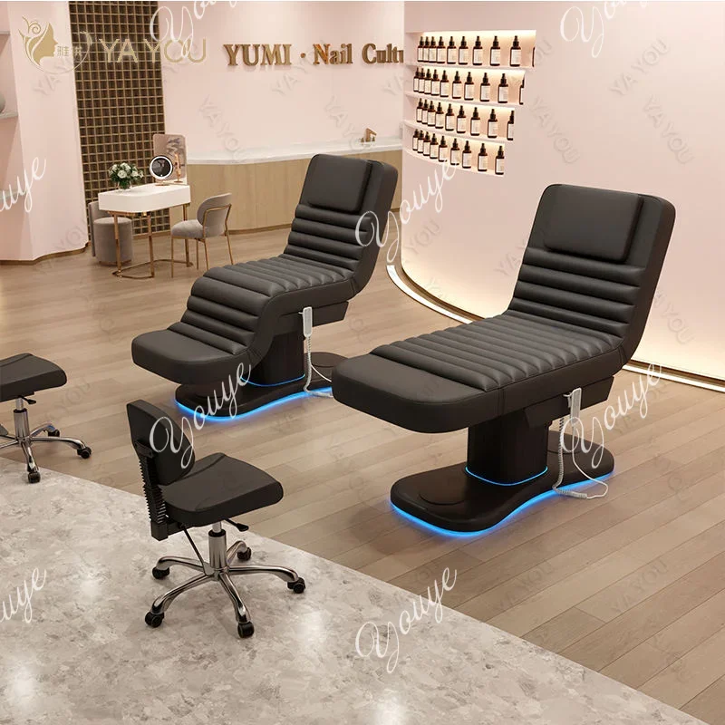 

X36 3 Motor Electric Massage Beauty Bed With Black PU Leather LED Light For Lash And Facial Massage And Therapy Bed