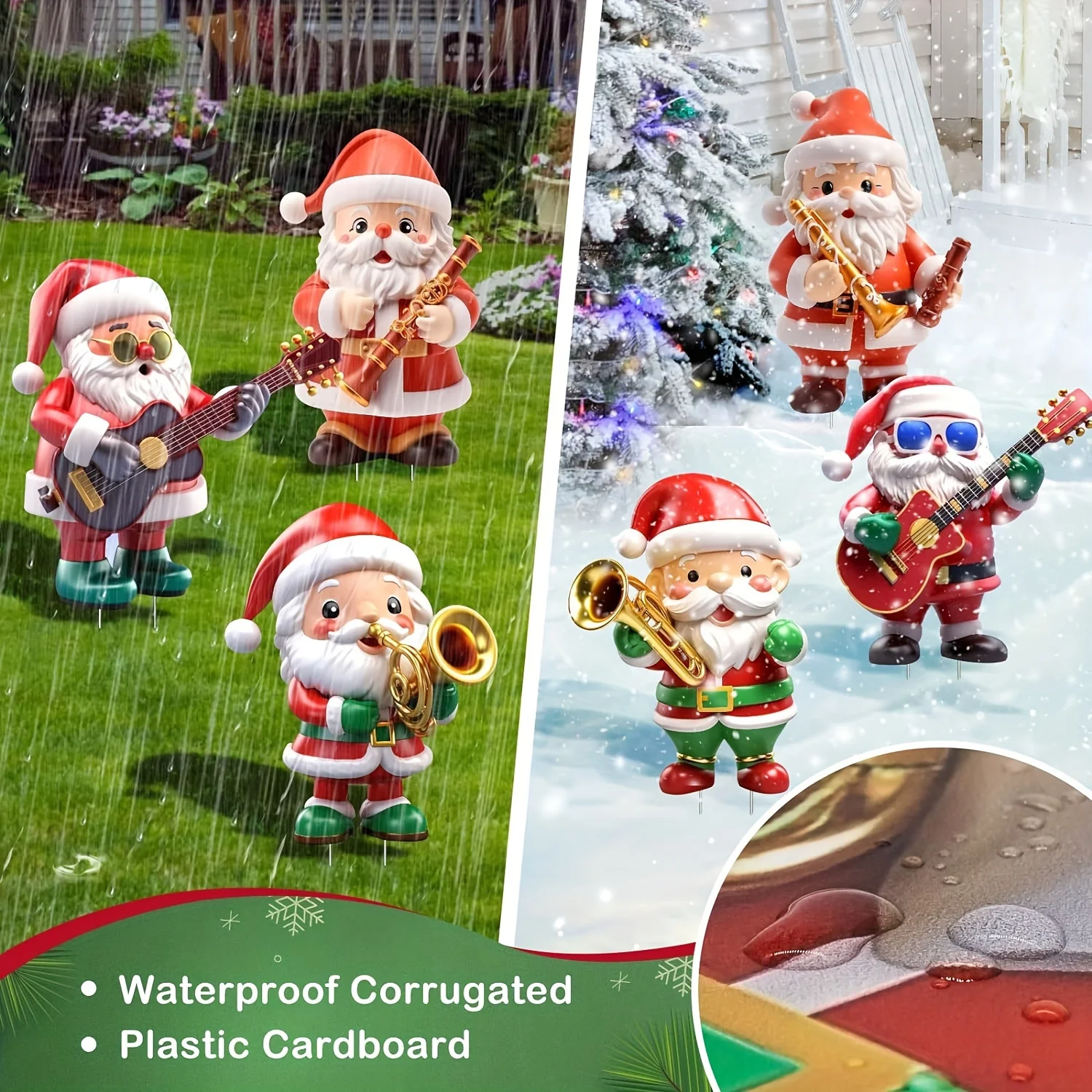 12Pcs 2D Flat Christmas Wooden Music Santa Claus Wooden Pendant Christmas Tree Decoration Perfect Holiday Gift Decor view 4