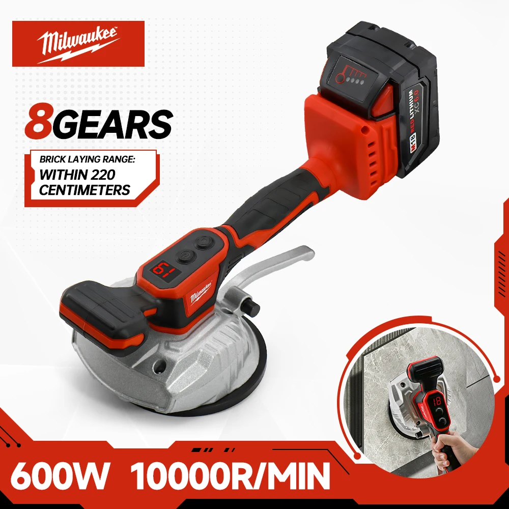 

Milwaukee 18v Tile Tiling Machine 8 Speed Control Cordless Tile Installation Tool High Loading Capacity Wall Floor Power Tools