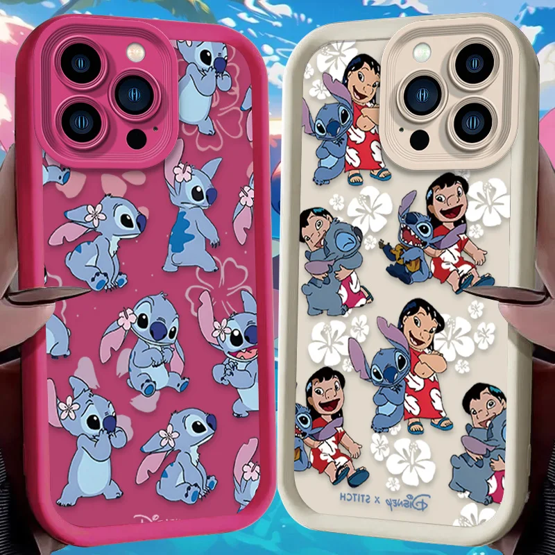 Disney Stitch Silicone Case for iPhone 16 15 14 13 12 11 Pro Max XS X XR 8 7 6S Plus SE 2020 Shockproof Cartoon Soft Back Cover