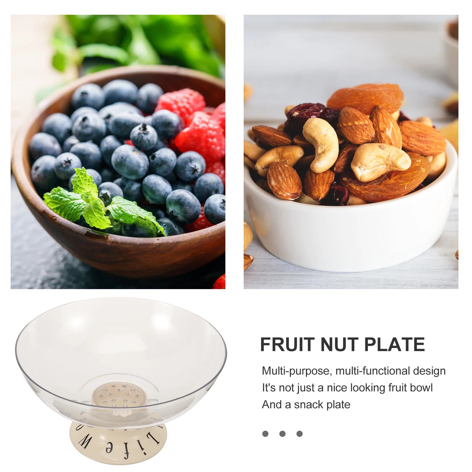 

Fruits Plate Basket Pedestal Serving Tray Desktop Bowl Base for Tabletop Draining Transparent