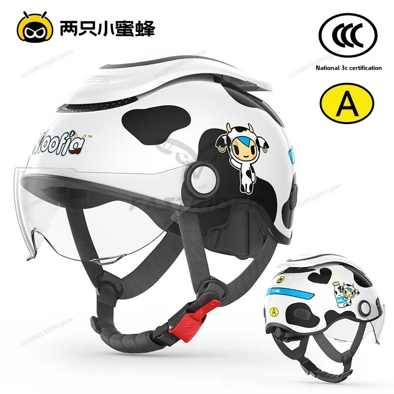 

Two little bees children's helmets electric car boys and girls four seasons autumn and winter hard hats tokidoki joint model