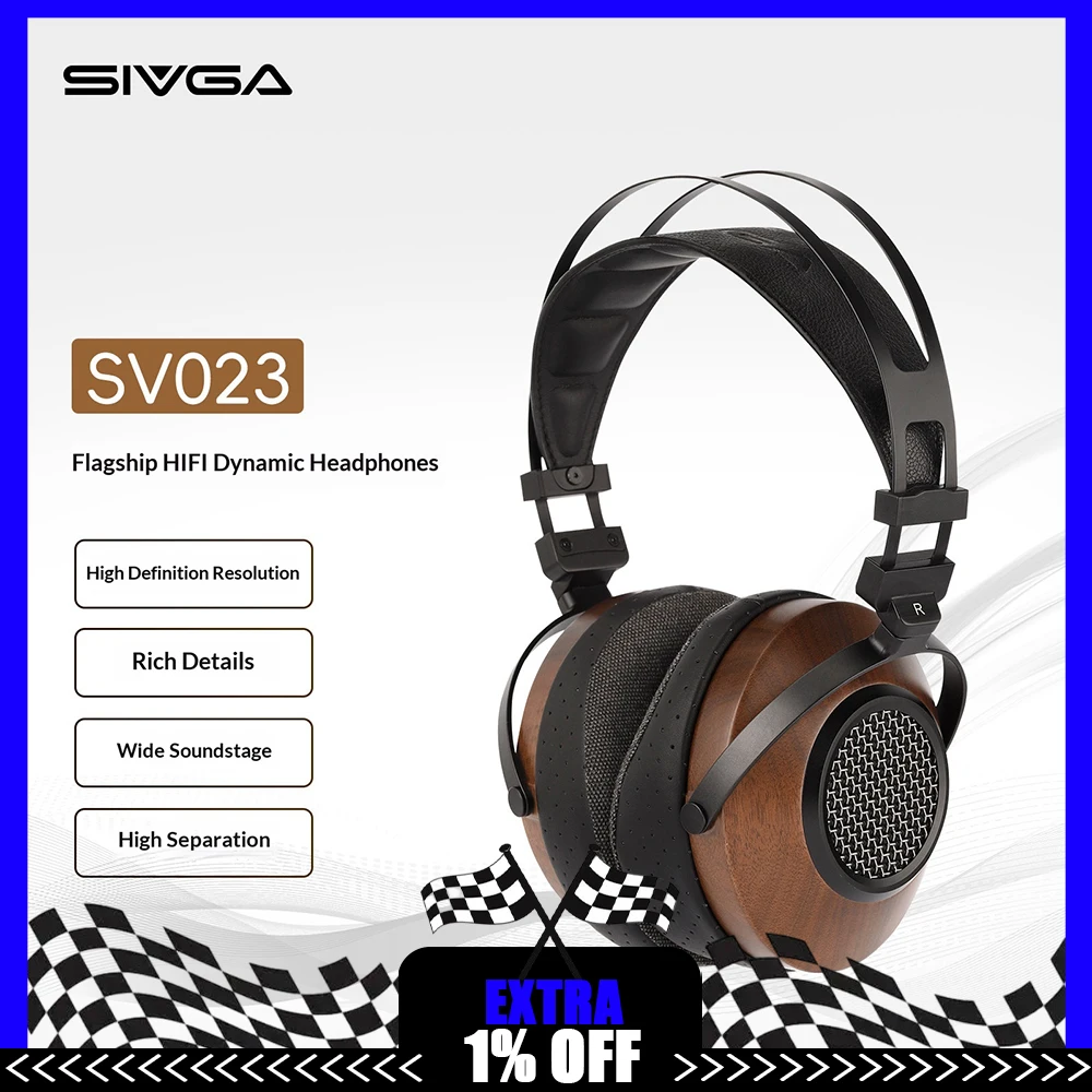 SIVGA SV023 Open Back Dynamic Driver HiFi Wired Over-Ear Headphones Walnut Wood 300 Ohm 4.4mm Audiophile Headset For Gifts