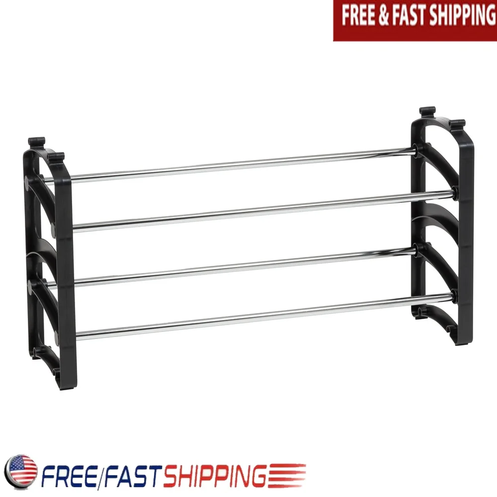 

USA 2-Tier 6 Pairs Slim Metar Shoe Racks Entryway