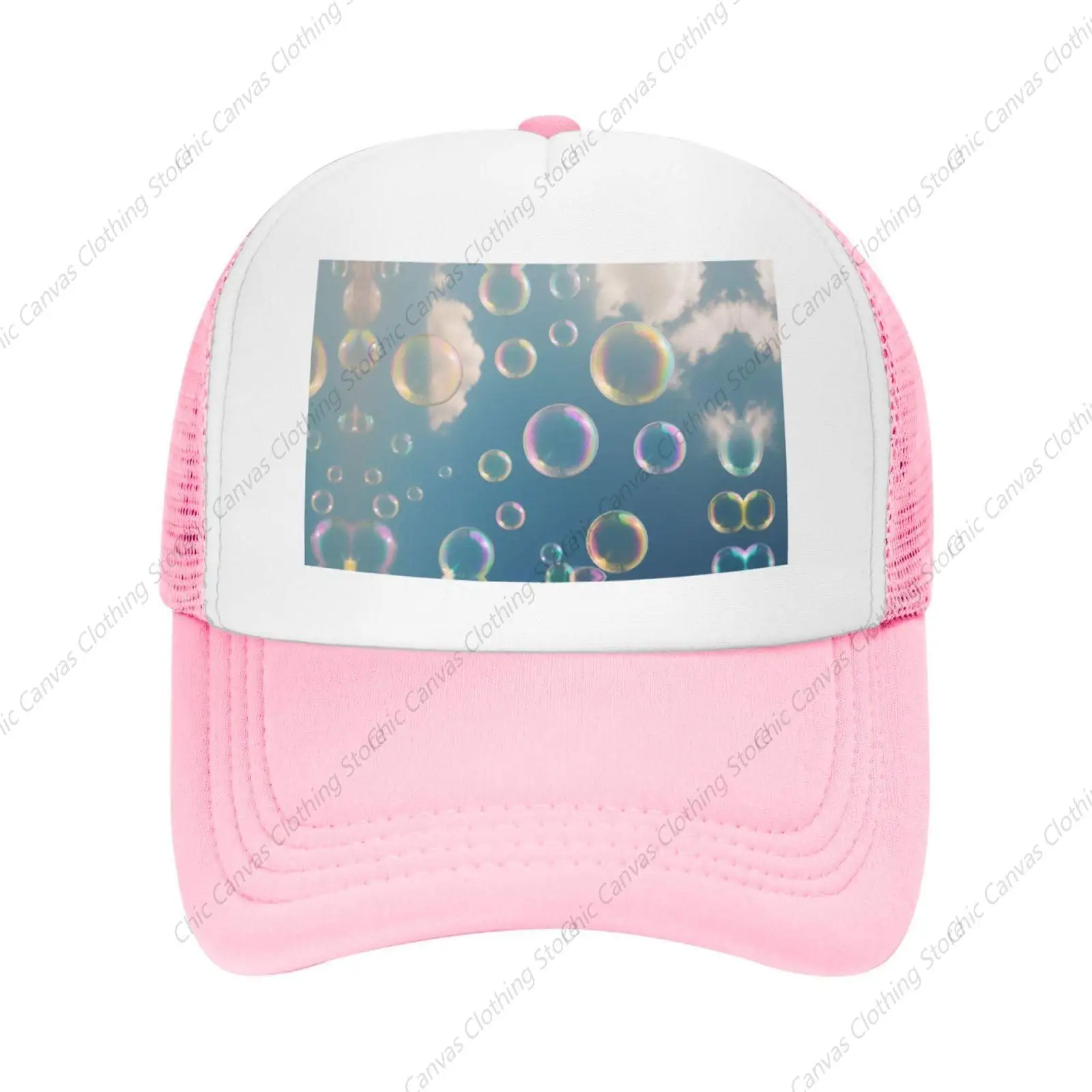 

Bubbles Blue Sky Printed Mesh Baseball Cap Adjustable Adult Mesh Hat Hip Hop Truck Hat Four Seasons Castette For Outdoor Travel