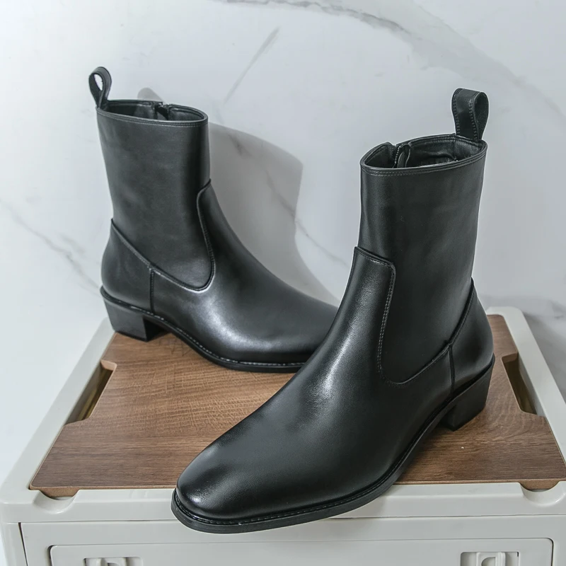 

Зимние мужские деловые кожаные ботинки «Челси», черновато-коричневые британские повседневные модные нескользящие брендовые ботинки, тренировочные ботинки, размеры 38-46