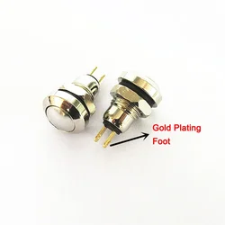 Gold Plating Foot 8mm Small Round Metal Button Switch Waterproof Self-reset Power Start Button Doorbell Switches DC36V 2A