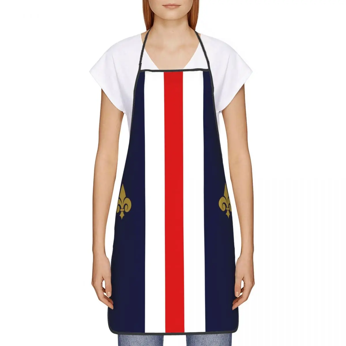 Unisex Fleur De Lis France French Flag Kitchen Chef Cooking Baking Apron Women Men Fleur De Lys Lily Flower Tablier Cuisine