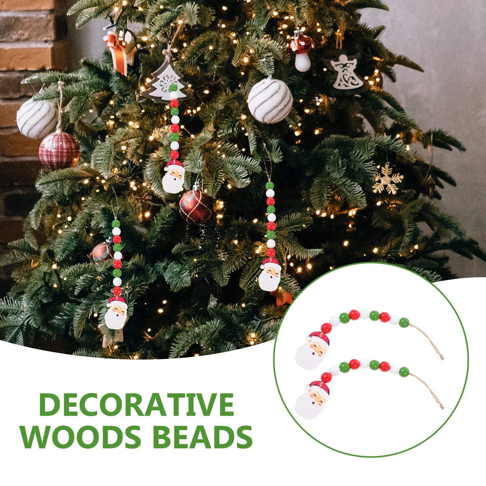 

12 Sets Christmas Beads Wood Loose Manual Garland Making Handcraft Hanging Jewelry