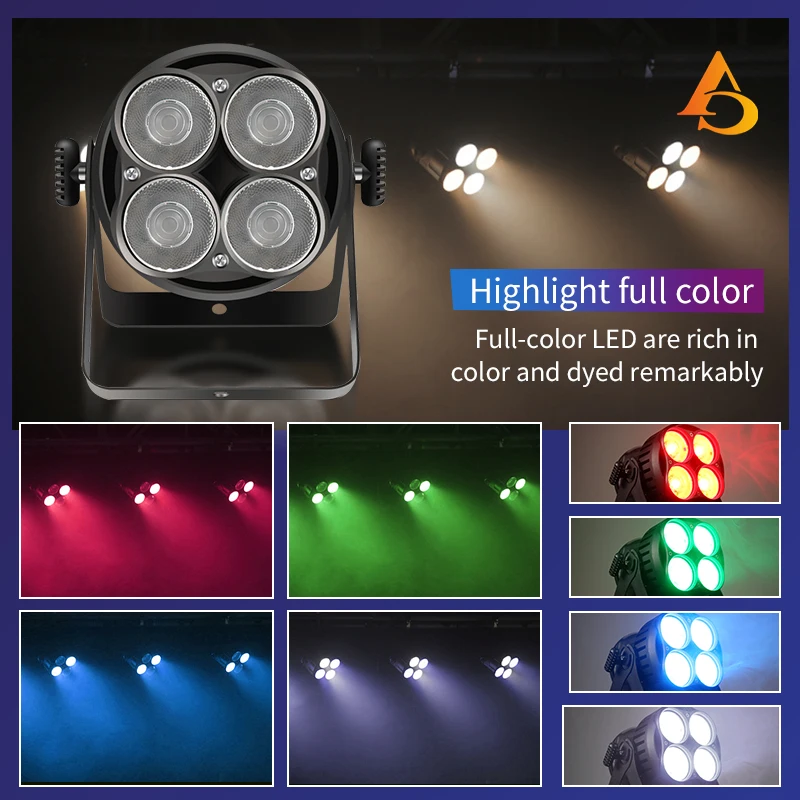 RGBW 4x100w Waterproof IP65 COB LED PAR Stage Light for Wedding Party or Outdoor Waterproof Professional Light