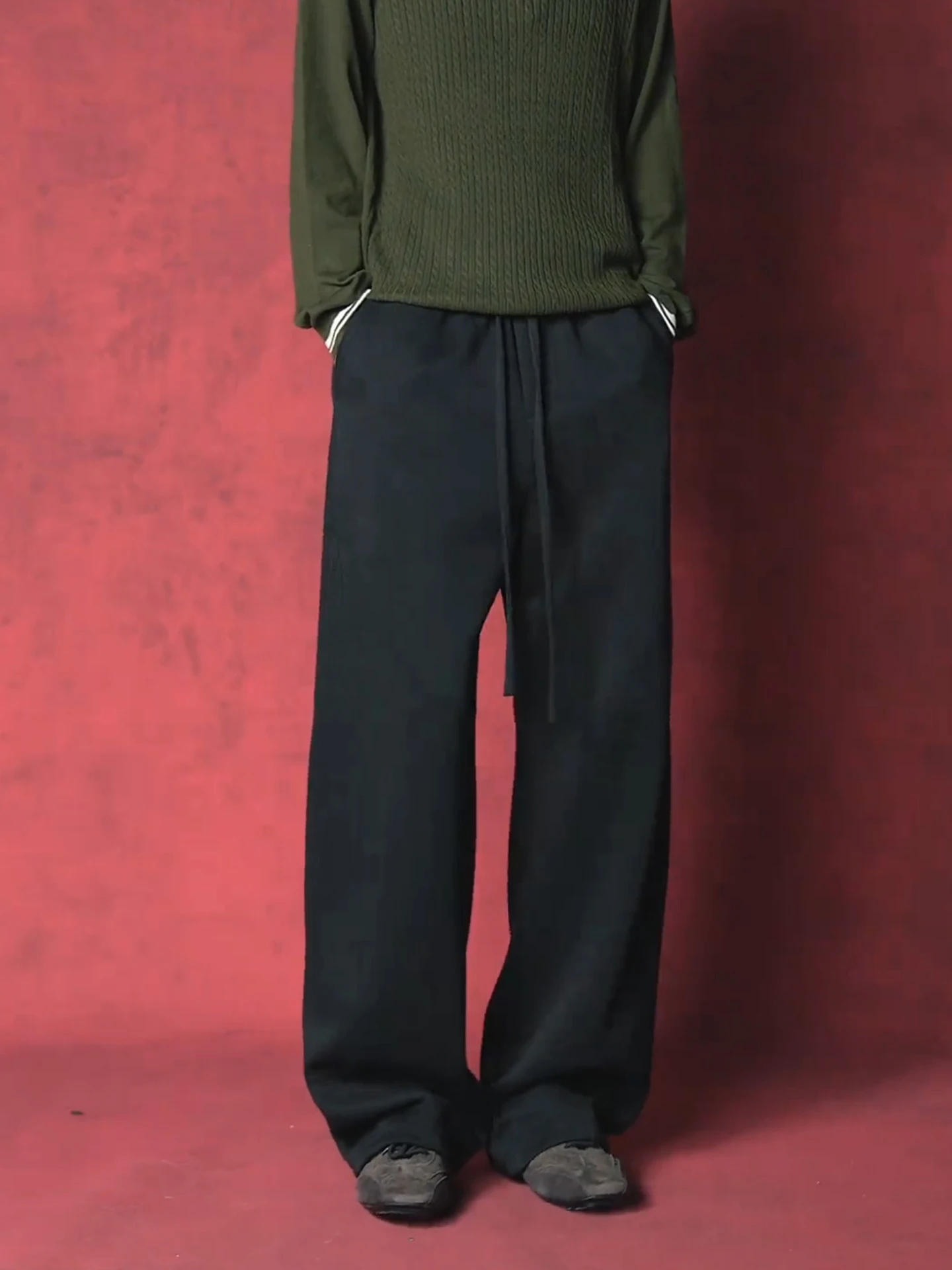 

Bla American Sle Wide Leg Spor Loose Fit Men's Sweatpants CleanFit Straight Leg Pants Spring Season Casual Faion