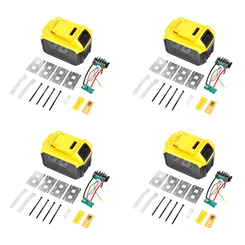 

4X Battery Plastic Case+Lithium Battery Protective Board 21V For Dewalt 15-Cell Battery Tool Battery Case Kit