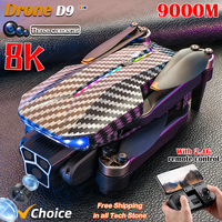 D9 Halloween Fpv Drone 8K Brushless Motor Professional 4K Three Camera Obstacle Avoidance Optical Flow RC Quadcopter Gifts Toys