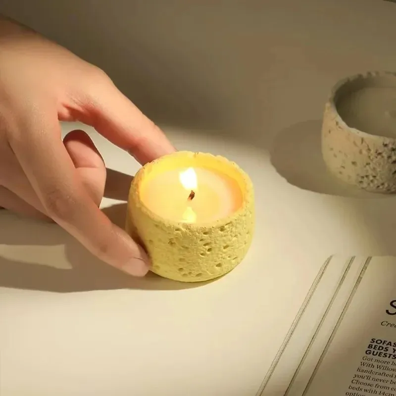 Latest Models Space Texture Cement Candle Cup Silicone Mold Creative Gypsum Candle Container Plaster Desktop Decoration