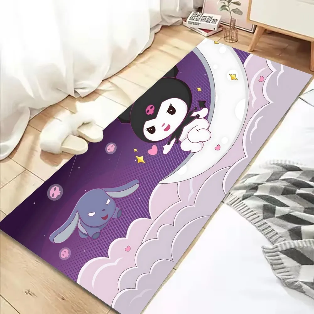 Purple Cute K-Kuromi Floor Mat Graphic Printed Flannel Doormats For Bathroom Kitchen Entrance Carpet Home Decor