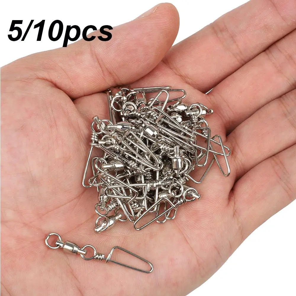 

5/10pcs New Solid Ring Size 0# to 8# Fishing Snap Connector with Pin Heavy Duty Ball Bearing Barrel Rolling Swivel
