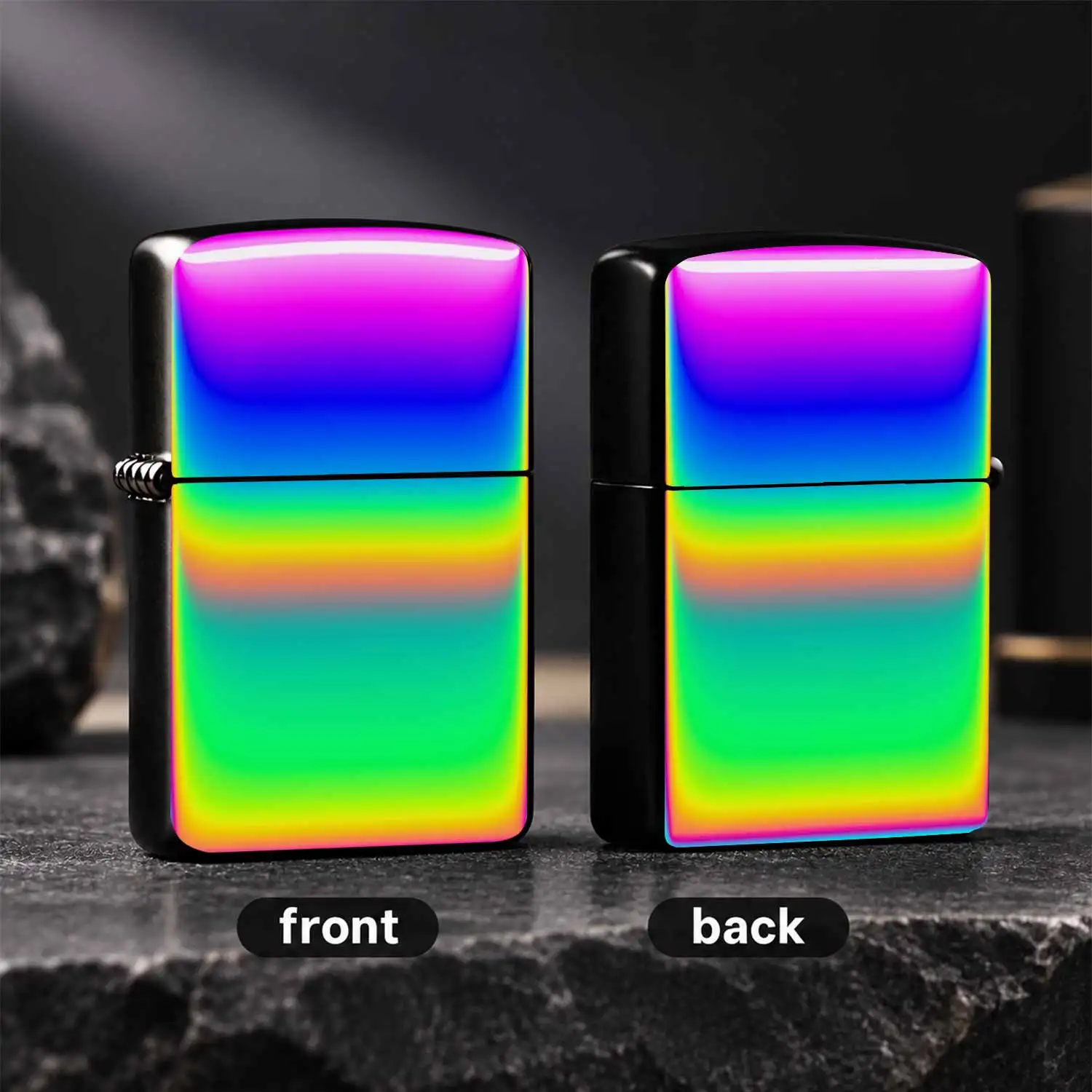 Full-Rainbow Gradient Lighter, Glossy Iridescent NEON Holographic Visual Effect, PORTABLE All-Purpose Accessory for Daily Commute, Outdoor Camping, Casual Gatherings, Office Use, Sleek Trendy Decorative Item, Ideal Tho A Humorous And Intere