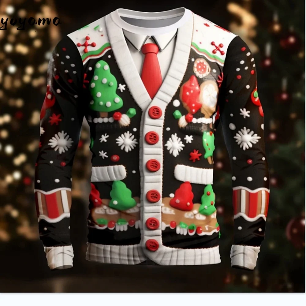 

2026 Christmas T-Shirt Snowflake Design for Men Man Sweatshirts Oversized O-Neck Long Sleeve Fashion Streetwear Y2k Man Clothing