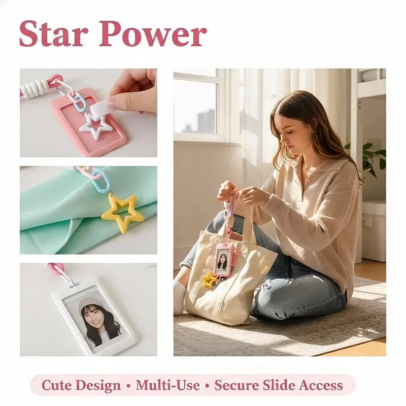 Kpop Photocard Holder Slide Bag Portable Keychain 54 Card Capacity Anti-Lost Protective Case for Fans