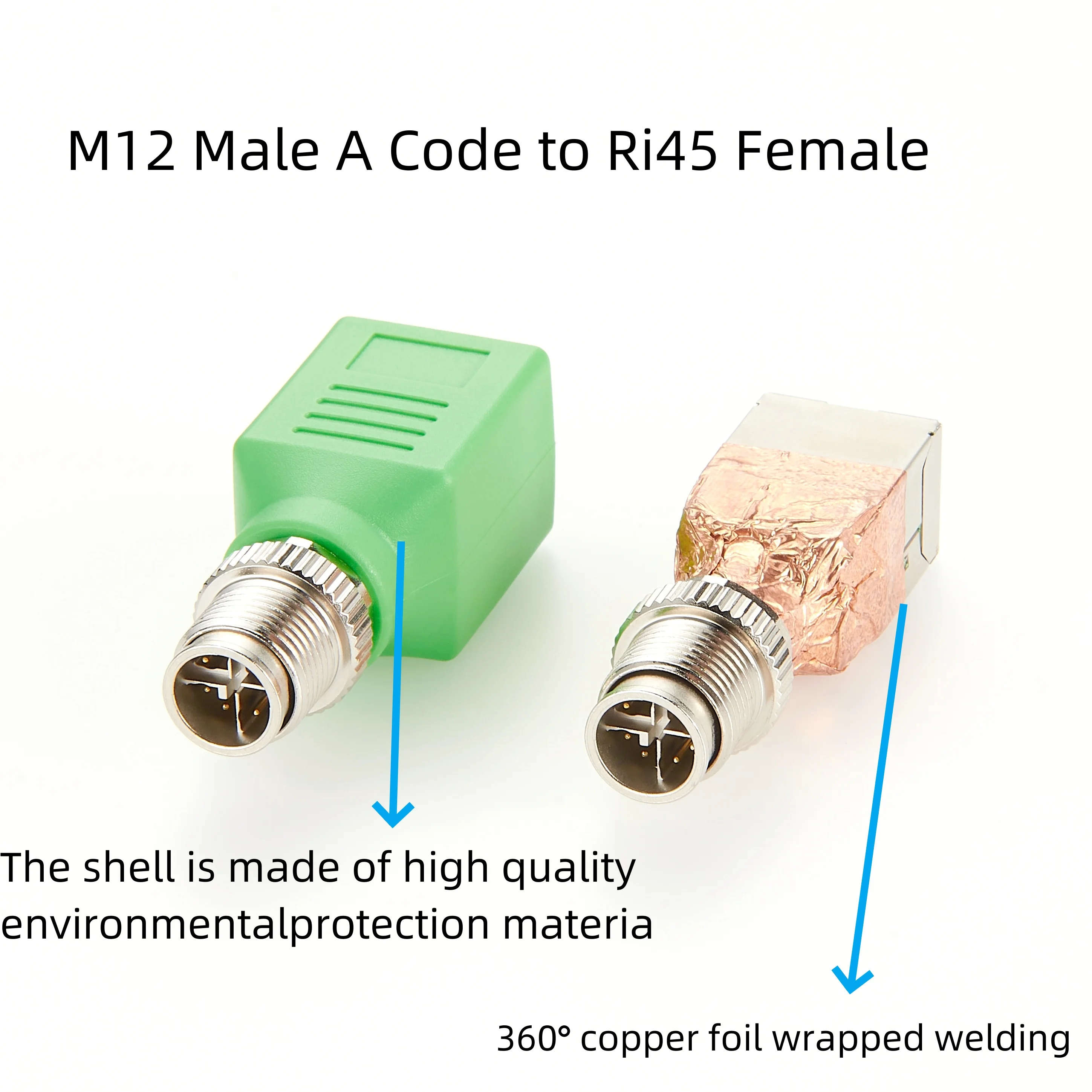 M12 to RJ45 Cat6 Ethernet Adapter M12 8Pin X Coding Male to RJ45 Female Screw Connector for Industrial PLC Robot Sensor