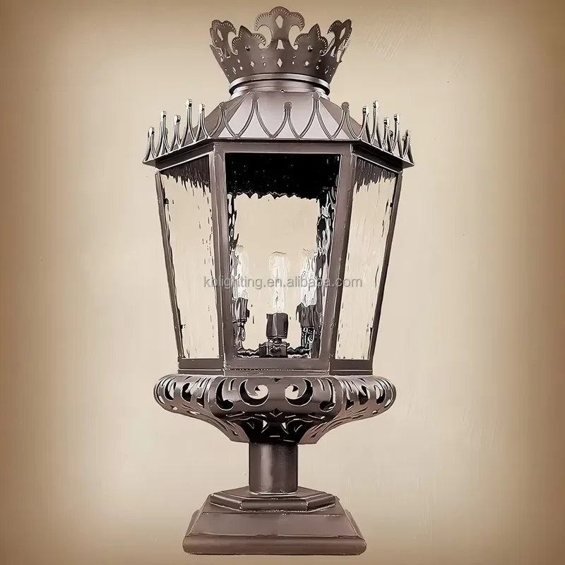 Vintage Waterproof Outdoor Pillar Lamp Fence Main Column Head Light Garden Decorative Gate Pillars Light