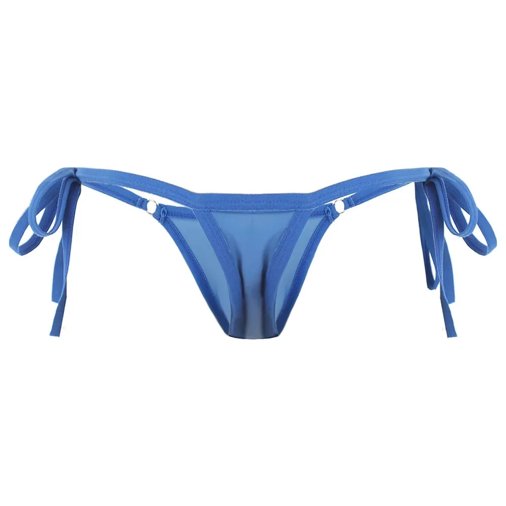 Lacing Up Mens Sexy Breathable Solid Color Underwear T-back Thongs Mini Bikini Briefs Male Jockstrap Panties