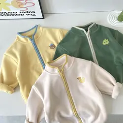 RAISE Spring Autumn Infant Baby Boy Outerwear Cotton Loose Cartoon Print Toddler Boy Jacket Soft Contrast Zipper Little Boy Coat