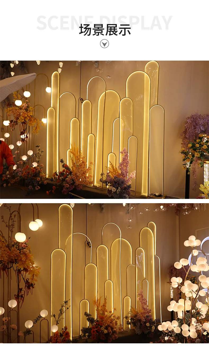 Cross-border hot sale golden arched door scene wrought iron arch rack wedding road balloon bracket door background