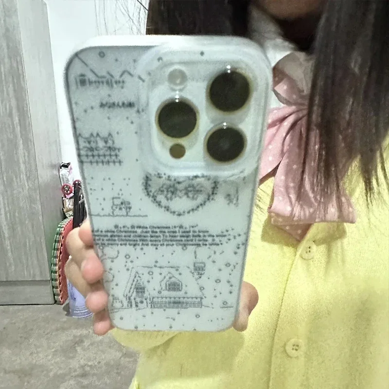Simple Line Pattern English Phone Case For iPhone 17 16 15 14 13 12 11 Pro MAX 16E MINI XR XS MAX 7 8 Plus Y2K Matte Soft Cover