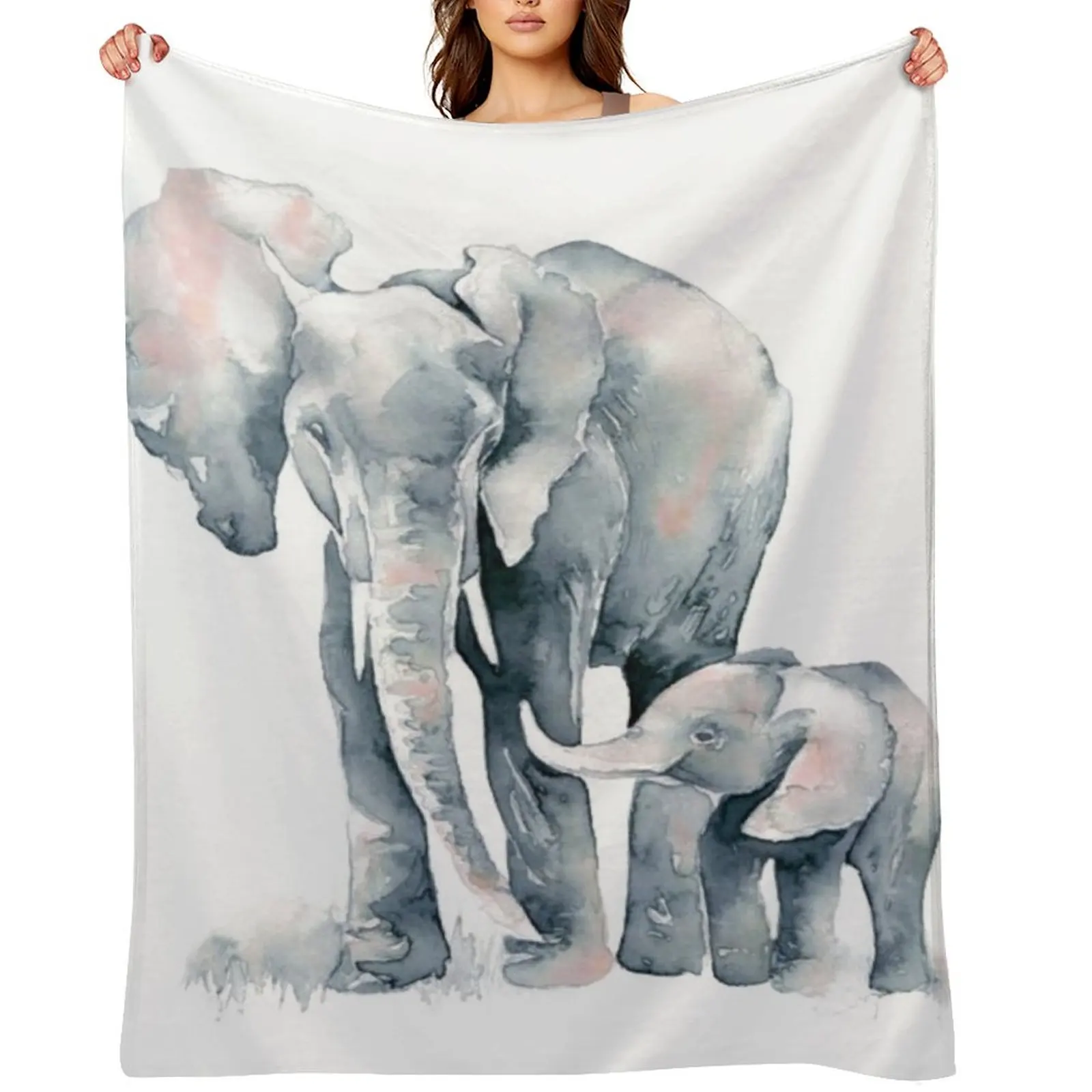 

Mother and Baby Elephant Throw Blanket Decorative Sofa christmas gifts manga Sofas Blankets