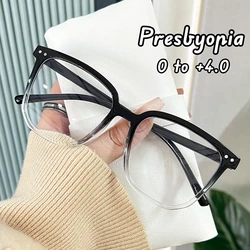 2024 Korean Retro Square Reading Glasses Women Men Square Finished Far Sight Glasses Blue Light Blocking Eye Protection Glasses