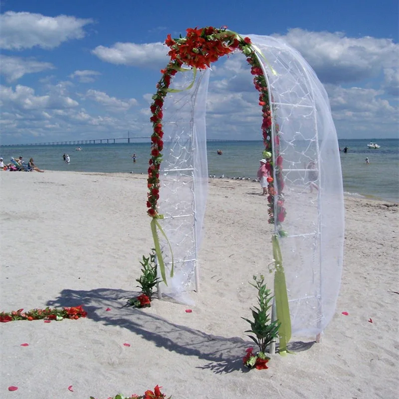 Luxury 240*38*140cm White Wedding Metal Arch Garden Iron Flower Stand Grape Vine Climbing Frame Loofah Rack For Party Decoration