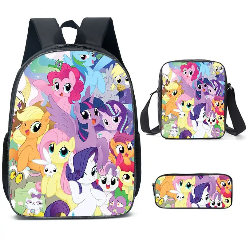 My Little Pony torby szkolne 3 szt. Dzieci podstawowe plecaki dla dzieci chłopcy dziewczęta szkolne torby na ramię Student Cartoon Mochila