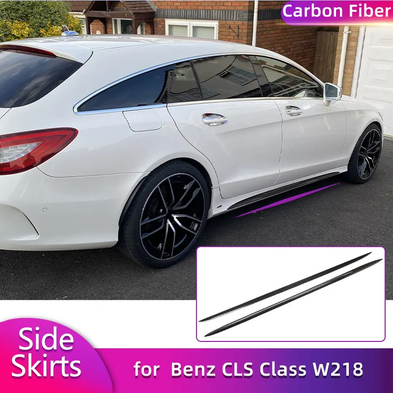 Vollcarbon-Seitenschweller-Erweiterungen für Mercedes-Benz CLS-Klasse W218 Sport CLS63 AMG 2014-2018 – Seitenstoßstangenlippen-Bodykits