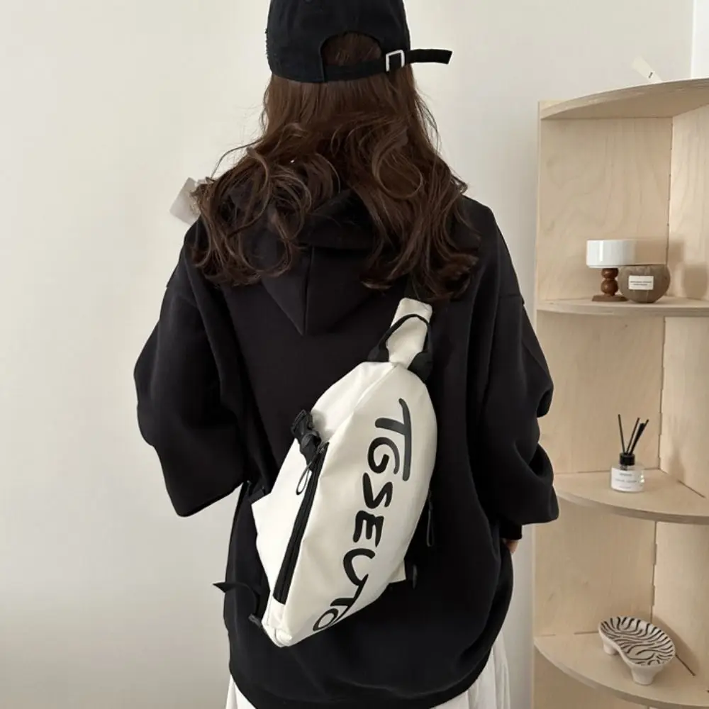 Casual Letter Chest Bag Multifunctional Oxford Cloth Crossbody Bag Waterproof Fanny Pack Shoulder Bag Students