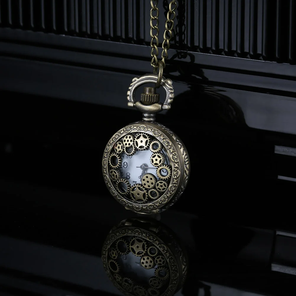 Fashion Multiple Cute Styles Vintage Carved And Hollowed Out Roman Pocket Watch Necklace Pendant Chain Clock Birthday Gift