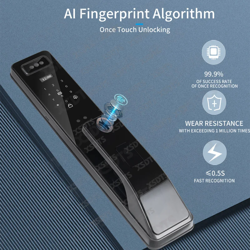 Imagem -06 - Smart Digital Door Lock com Câmera Aplicativo Tuya Voice Intercom Reconhecimento Facial 3d Senha de Impressão Digital Wifi