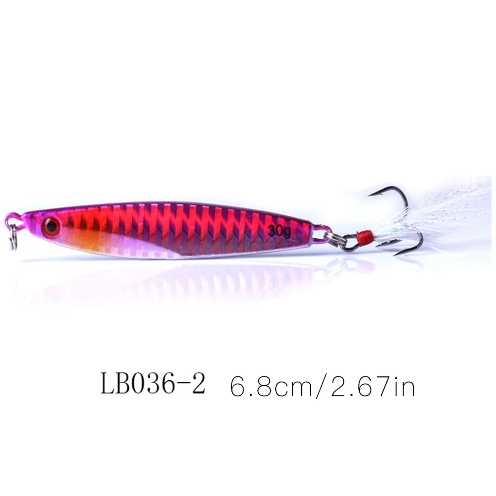 5pcs Metal Plate Lure Bait with Claw Hook Baitcasting Fishing 3D Eyes Jig Bait Fishing Tackle, 40g