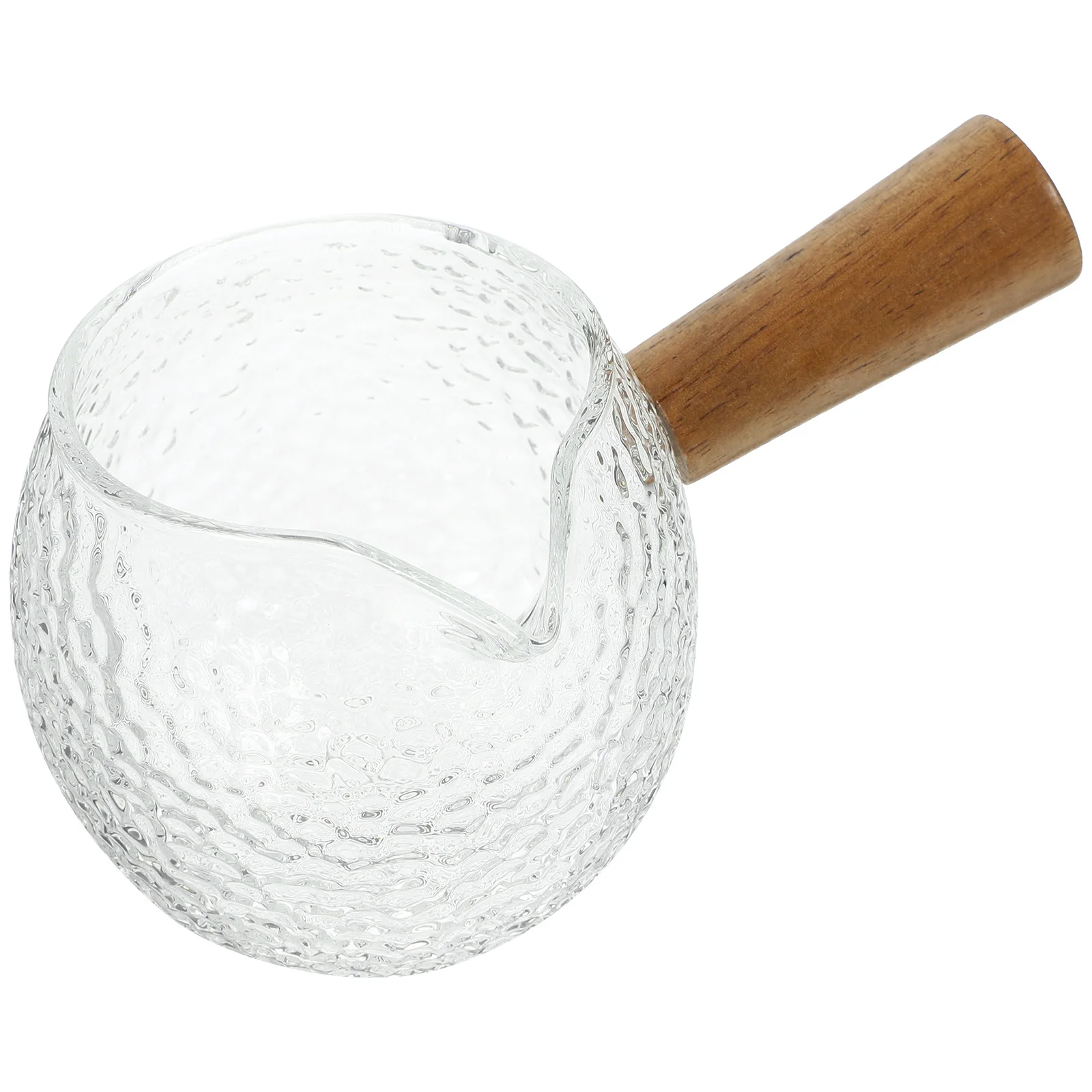 

1 шт., стеклянный молочный текстура с деревянной ручкой, минималистичный дизайн, термостойкий для домашнего офиса, путешествий, небольшой стеклянный кувшин